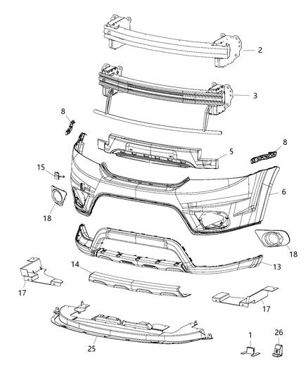 2016 Dodge Journey Fascia, Front Diagram 3