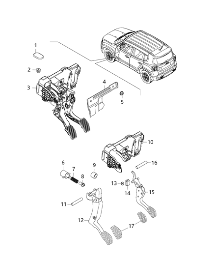 2017 Jeep Renegade Clip-Master Cylinder Push Rod Pi Diagram for 68095301AA