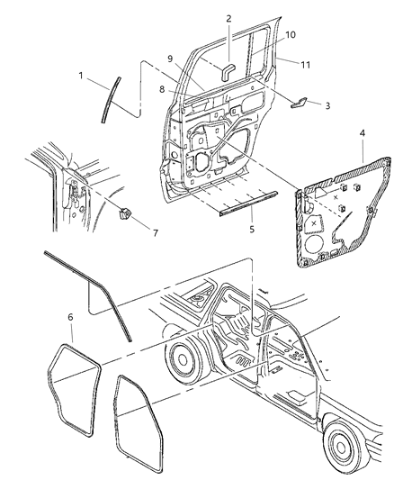 1998 Dodge Durango Shield-Rear Door Diagram for 55256688AC