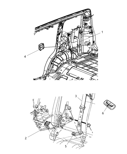 2011 Jeep Liberty Rear Center Shoulder Seat Belt Diagram for 5KJ721DVAC