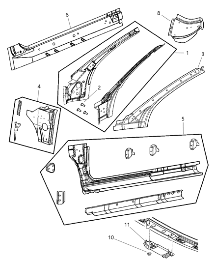 2003 Chrysler Sebring Sedan & Convertible Aperture Panels Diagram 2