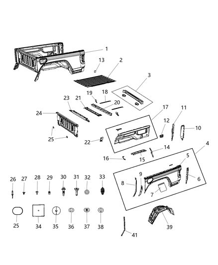 2020 Jeep Gladiator Box Floor Diagram for 68371662AB