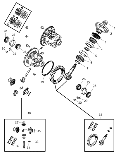 2010 Dodge Dakota Gear Kit-Center Differential Diagram for 4798912AD