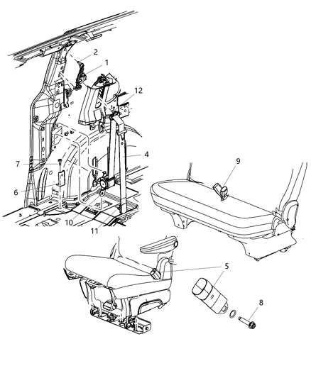 2011 Dodge Grand Caravan Seat Belt Second Row Diagram