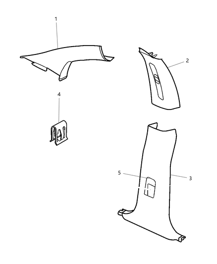 2000 Dodge Intrepid Cover-B Pillar Trim Panel Diagram for LK53MF1AE