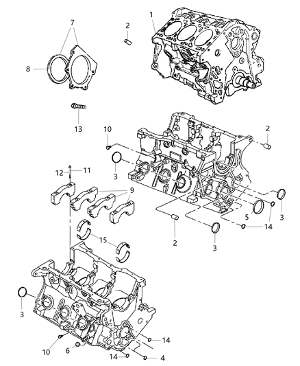 2010 Dodge Grand Caravan Engine Cylinder Block & Hardware Diagram 3