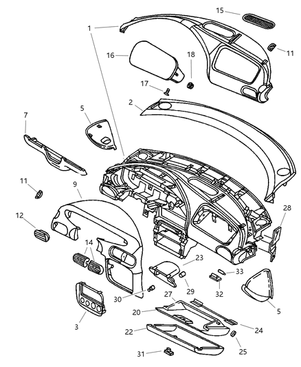 2000 Chrysler Sebring Passenger Air Bag Diagram for PK11LAZAD