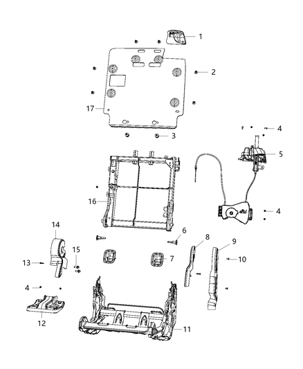 2021 Jeep Gladiator Second Row - Adjusters, Recliners, Shields And Risers Diagram 1