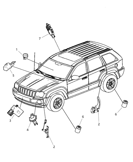 2009 Jeep Grand Cherokee Sensors Body Diagram