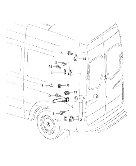 2009 Dodge Sprinter 2500 Door Hinge Rear, Rear Right Lower Diagram for 68006563AA