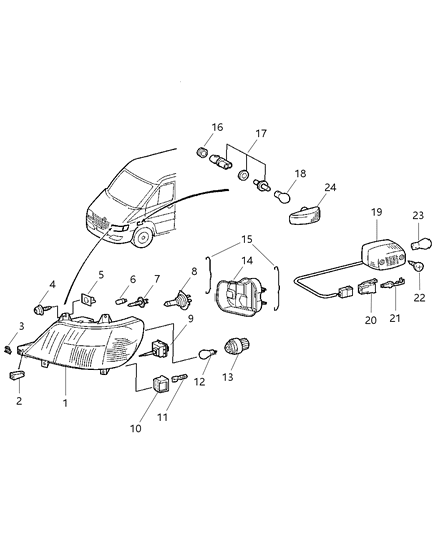 2003 Dodge Sprinter 3500 Cover-Lamp Diagram for 5103686AA