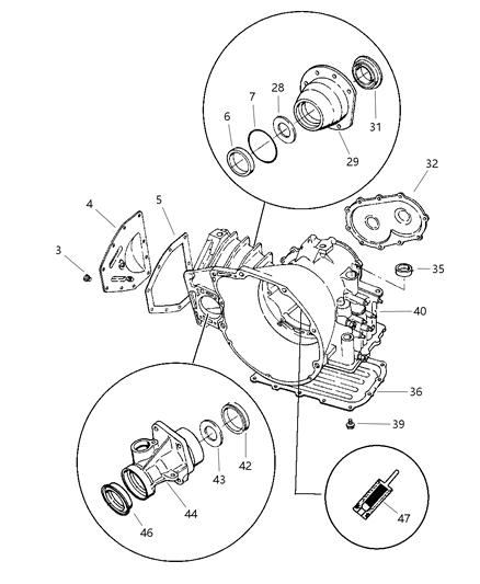 2000 Chrysler Voyager Case , Extension & Retainer Diagram