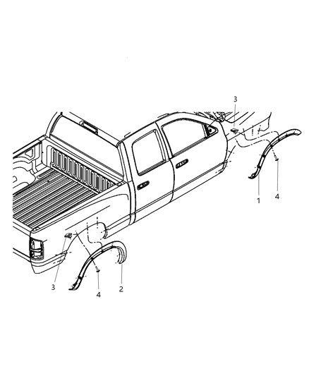 2005 Dodge Ram 3500 Molding-Wheel Opening Flare Diagram for YS16RXFAB