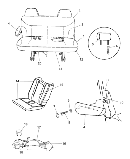 2007 Dodge Grand Caravan HEADREST-Rear Diagram for ZU941J3AA