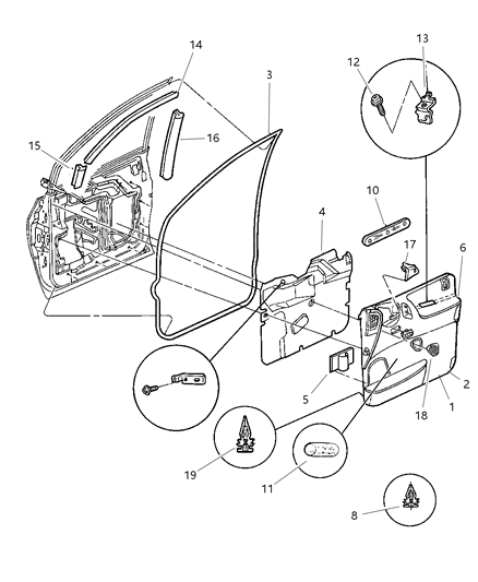 2000 Dodge Grand Caravan Front Door Panels Diagram