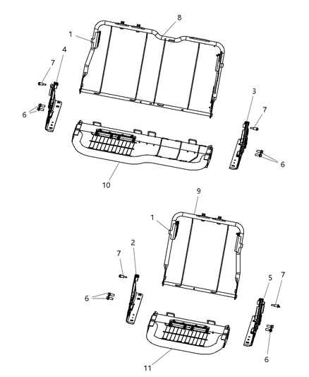 2012 Ram 1500 Quad Cab, Rear Seat Hardware Diagram