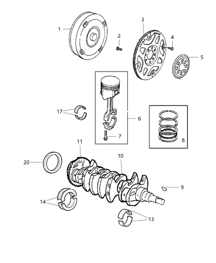 2003 Chrysler PT Cruiser Crankshaft , Piston & Torque Converter Diagram 2