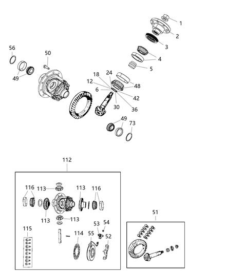 2019 Jeep Wrangler PINION FLANGE Diagram for 68440436AA