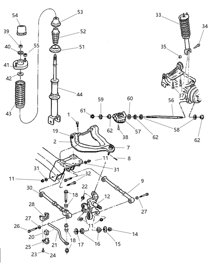 1999 Chrysler Sebring Convertible Suspension - Rear Diagram