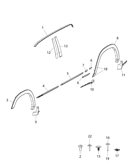 2021 Ram 1500 Guard-Box Side Diagram for 68443496AB