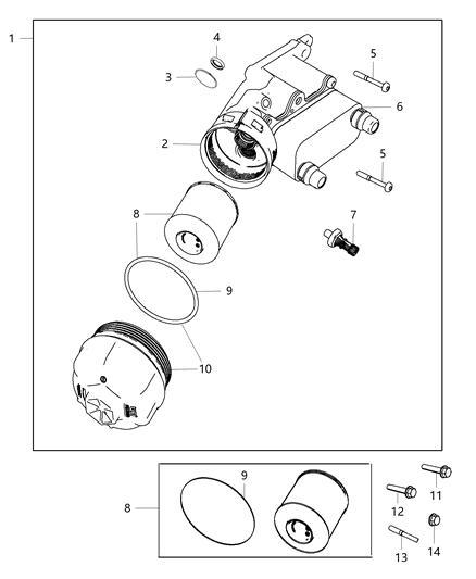 2019 Jeep Wrangler Engine Oil Filter & Housing , Adapter / Oil Cooler & Hoses / Tubes Diagram 6