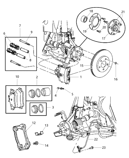 2004 Dodge Neon Disc Brake Pad Kit Diagram for V3011682