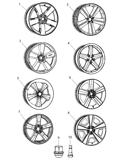 2011 Dodge Challenger Aluminum Wheel Diagram for 1SX96RXFAB