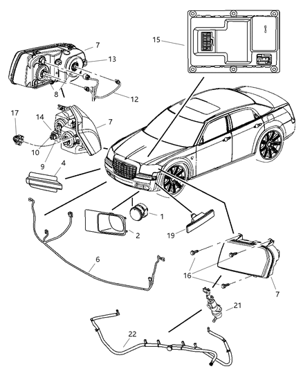 2007 Dodge Charger Lamps - Front Diagram