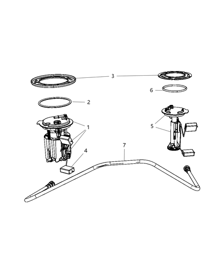 2008 Dodge Caliber Fuel Pump Module Assembly Diagram for 68029546AB