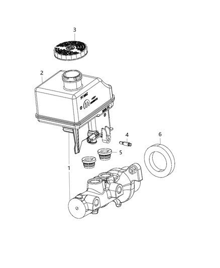 2020 Ram 3500 Cab Chassis(<10K lb.) Brake Master Cylinder Diagram 1