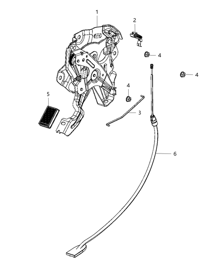 2012 Ram 4500 Park Brake Lever & Cables, Front Diagram