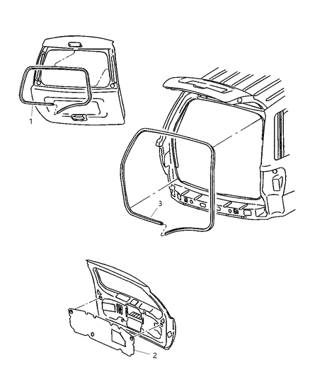 2002 Jeep Grand Cherokee Door, Rear Tail Gate Weatherstrips & Seals Diagram