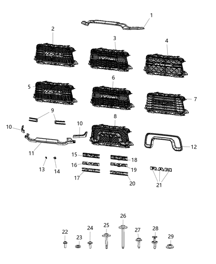 2019 Ram 2500 Grille Diagram for 6NB13GXHAC