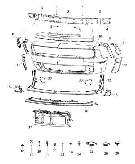 2020 Dodge Challenger Fascia, Front Diagram 2