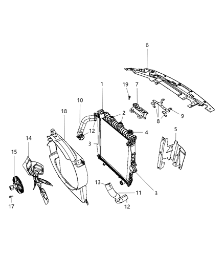 2008 Dodge Durango Radiator & Related Parts Diagram
