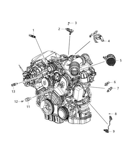 2014 Jeep Grand Cherokee Sensors, Engine Diagram 1