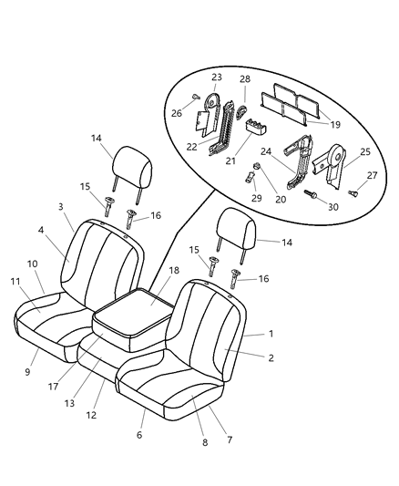 2002 Dodge Ram 1500 Front Seat Cushion Driver Cover Diagram for WM991L5AA