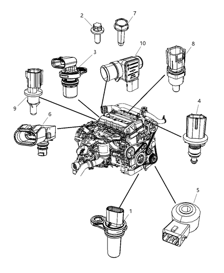 2010 Dodge Journey Sensors - Engine Diagram 2