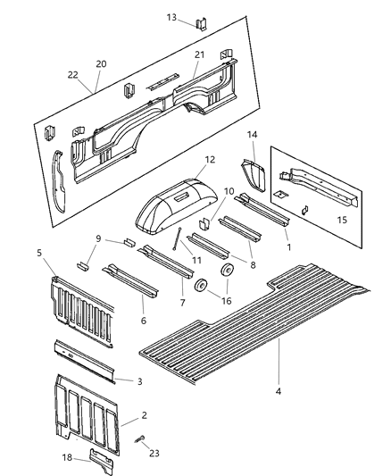 2002 Dodge Ram 3500 Floor Box & Panel Diagram