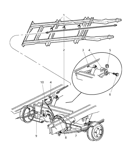 2003 Dodge Ram Van Brake Lines, Rear Diagram