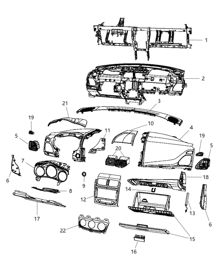 2011 Dodge Avenger Bezel-Heater And A/C Control Diagram for 1UC81DX9AB