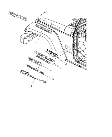 2011 Jeep Wrangler Decal-Fender Front Diagram for 68139719AA