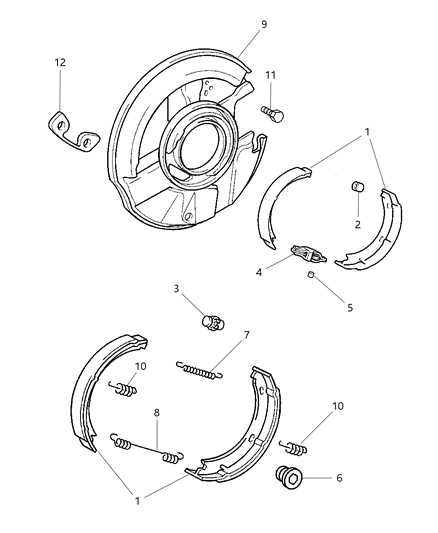 2007 Chrysler Crossfire Spring-Brake Shoe To Shoe Diagram for 5166729AA