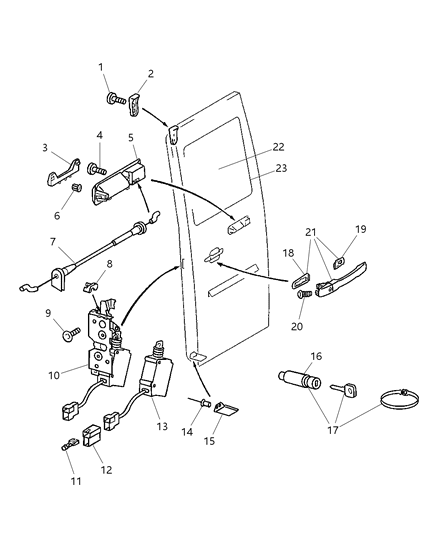 2002 Dodge Sprinter 2500 Glass-Cargo Door Diagram for 5104390AA