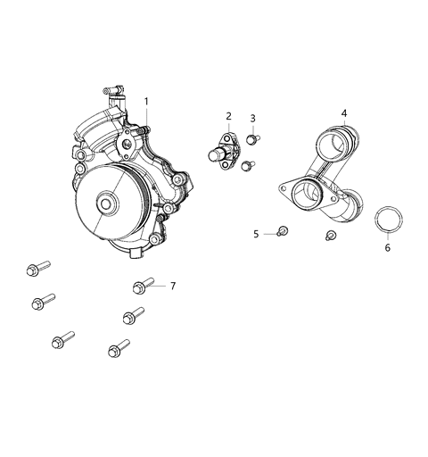 2021 Ram 1500 Water Pump & Related Parts Diagram 1