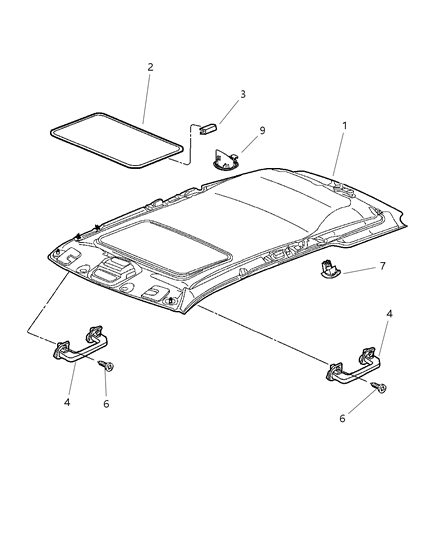 2001 Jeep Grand Cherokee Headliner & Assist Handle Diagram