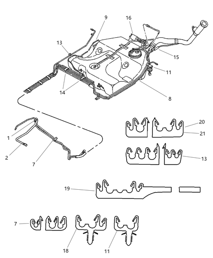 1999 Chrysler Cirrus Fuel Lines & Filter Diagram