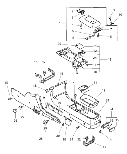 1999 Chrysler Sebring Coupe Consoles Diagram