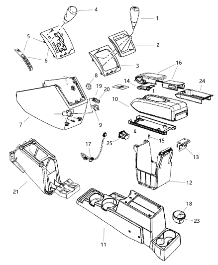 2007 Jeep Patriot Floor Console Diagram