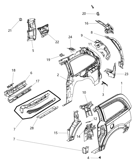 2008 Dodge Grand Caravan Extension-Tail Lamp Opening Diagram for 4894773AB